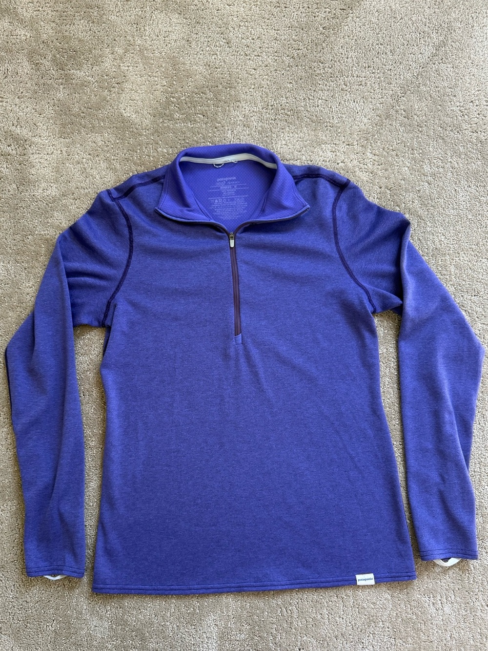 Patagonia Purple Capilene Mid-Weight Quarter Zip Hiking Shirt